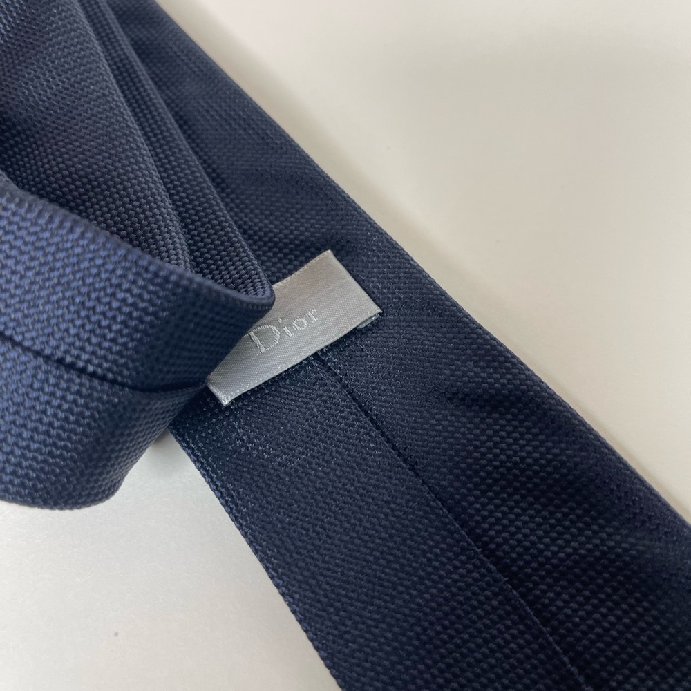 Dior Navy Blue  Narrow Skinny Necktie - Picture 3 of 6